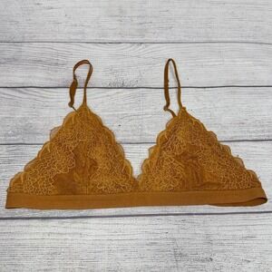 Madewell Lace Halter Bralette Bra, Golden Pecan, Medium,‎ Adjustable Straps